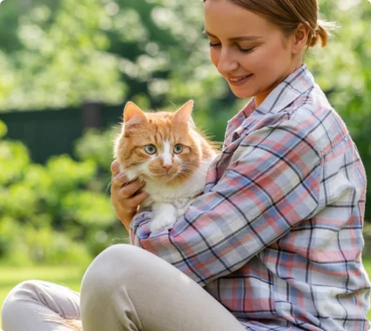Pet owner holding a cat